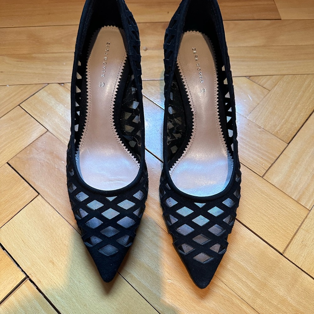 Black Mesh Women's Heels